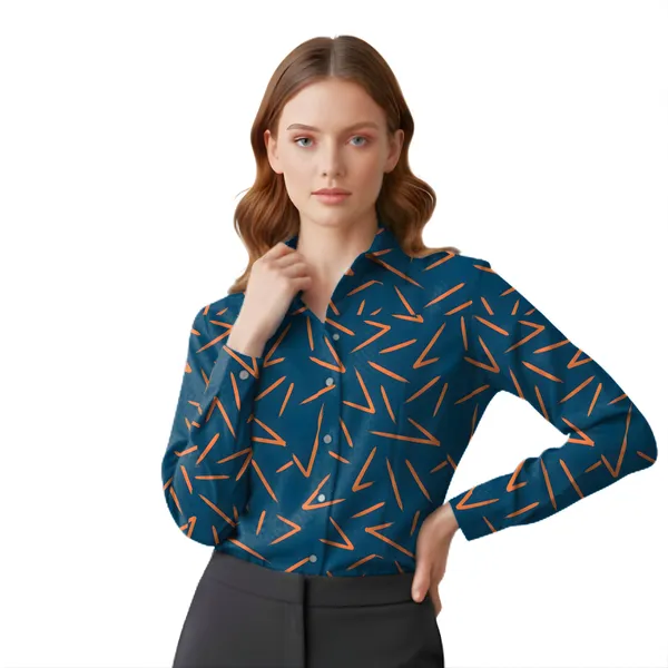BLACKSMITH_Navy_Vertex_Line_Printed_Cutout_Shell_Formal_Office_Shirt_for_Women_|_Women_Stylish_Western_Tops