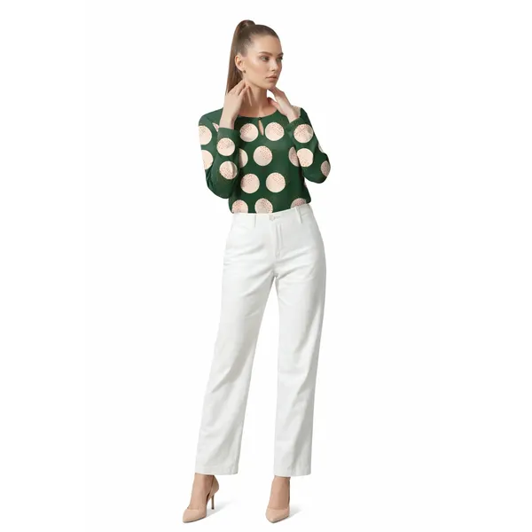 BLACKSMITH_Green_&_Beige_Lunar_Speckle_Keyhole_Neck_Formal_Office_Shirt_for_Women_|_Women_Stylish_Western_Tops