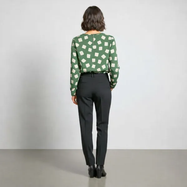 BLACKSMITH_Green_&_Beige_Cloud_Square_Asymmetrical_Formal_Office_Shirt_for_Women_|_Women_Stylish_Western_Tops