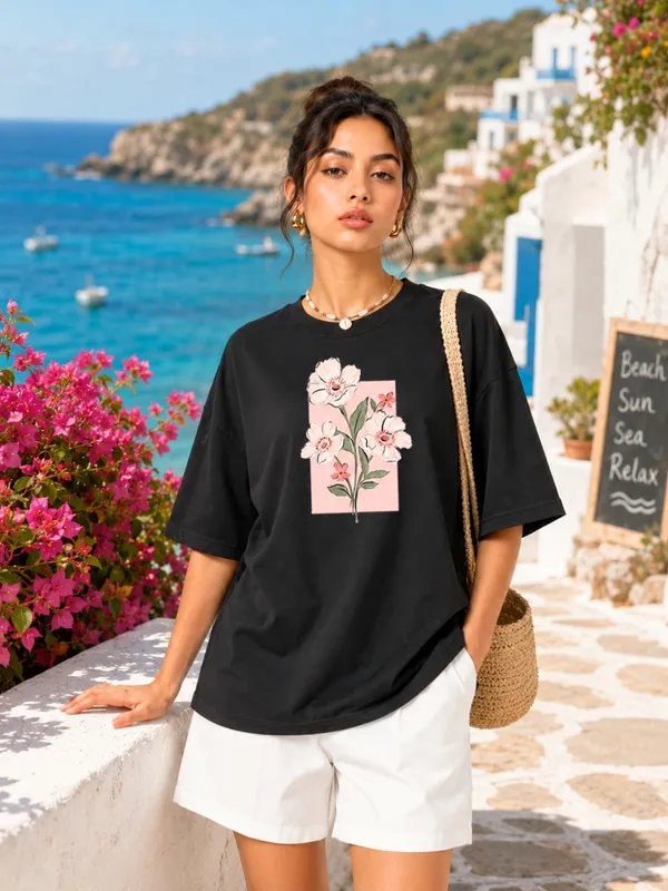 Blacksmith_Black_Coastal_Blossom_Oversized_Rich_Cotton_Graphic_Print_T-Shirt_for_Women_&_Girls