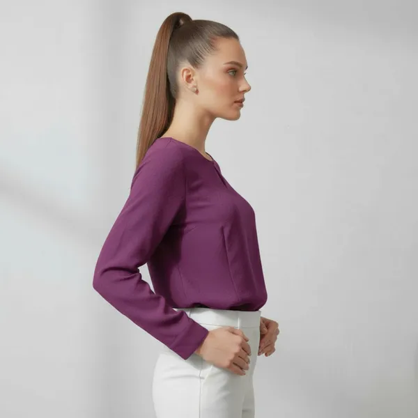 BLACKSMITH_Purple_Keyhole_Formal_Office_Shirt_for_Women_|_Women_Stylish_Western_Tops