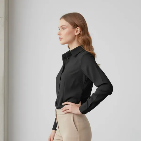 BLACKSMITH_Black_Textured_Button_Down_Formal_Office_Shirt_for_Women_|_Women_Stylish_Western_Tops