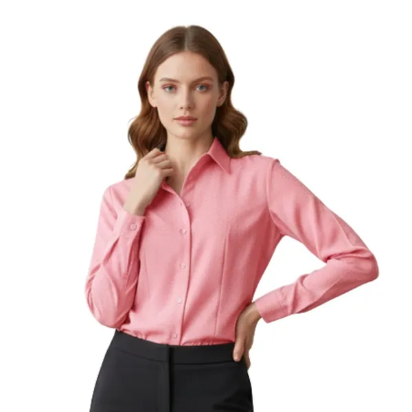 BLACKSMITH_Light_Pink_Textured_Button_Down_Formal_Office_Shirt_for_Women_|_Women_Stylish_Western_Tops