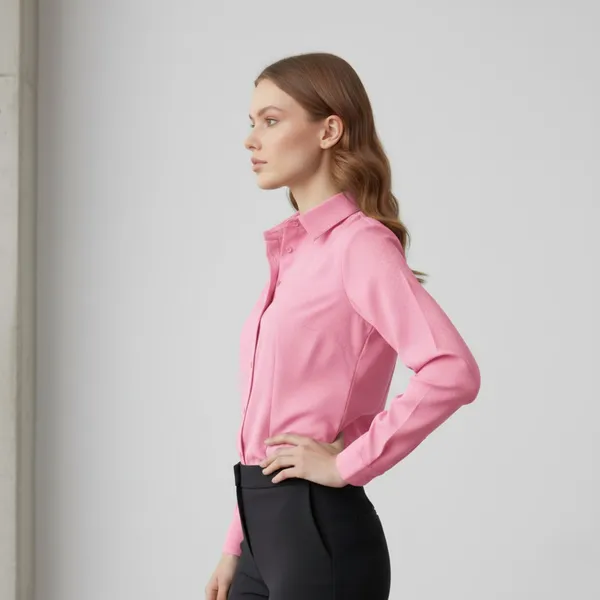 BLACKSMITH_Light_Pink_Textured_Button_Down_Formal_Office_Shirt_for_Women_|_Women_Stylish_Western_Tops
