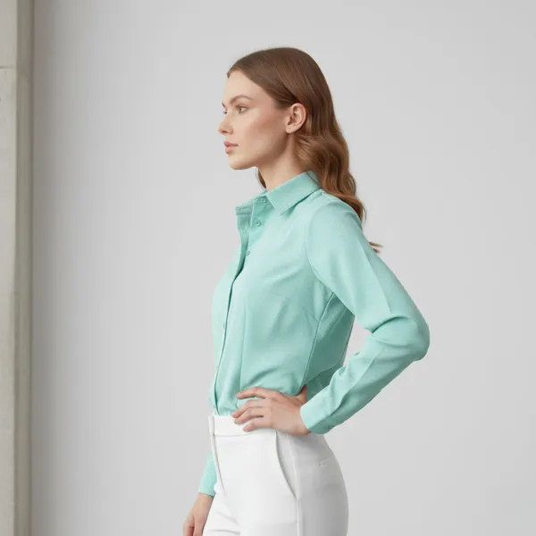 BLACKSMITH_Pale_Aqua_Textured_Button_Down_Formal_Office_Shirt_for_Women_|_Women_Stylish_Western_Tops