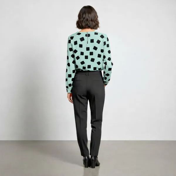 BLACKSMITH_Aqua_&_Black_Cloud_Square_Asymmetrical_Formal_Office_Shirt_for_Women_|_Women_Stylish_Western_Tops