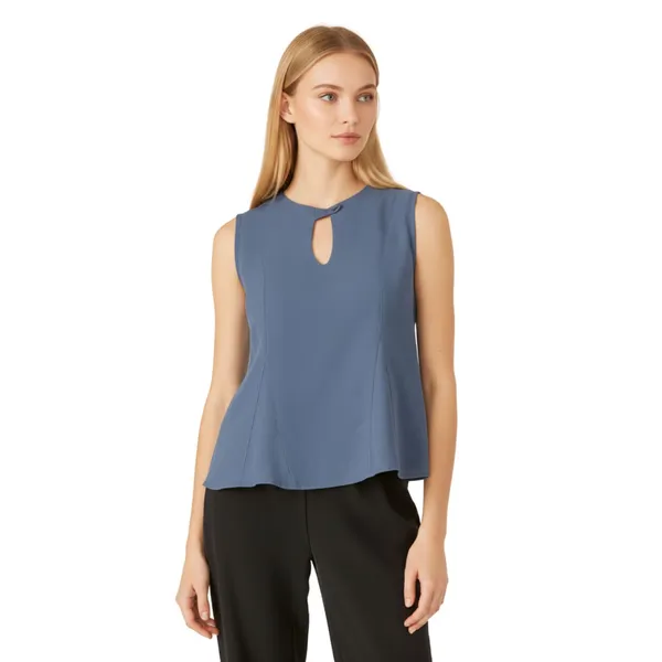 BLACKSMITH_Grey_Cutout_Shell_Formal_Office_Top_Shirt_for_Women_|_Women_Stylish_Western_Tops