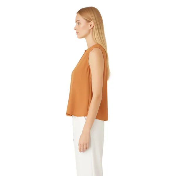 BLACKSMITH_Orange_Cutout_Shell_Formal_Office_Top_Shirt_for_Women_|_Women_Stylish_Western_Tops
