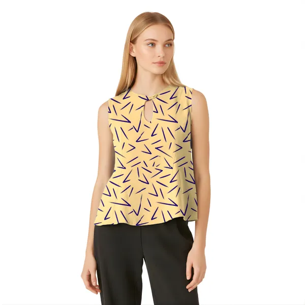 BLACKSMITH_Yellow_Vertex_Line_Printed_Cutout_Shell_Formal_Office_Shirt_for_Women_|_Women_Stylish_Western_Tops