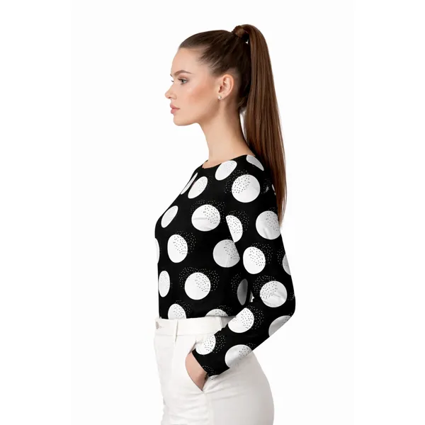 BLACKSMITH_Black_&_White_Lunar_Speckle_Lunar_Speckle_Keyhole_Neck_Formal_Office_Shirt_for_Women_|_Women_Stylish_Western_Tops