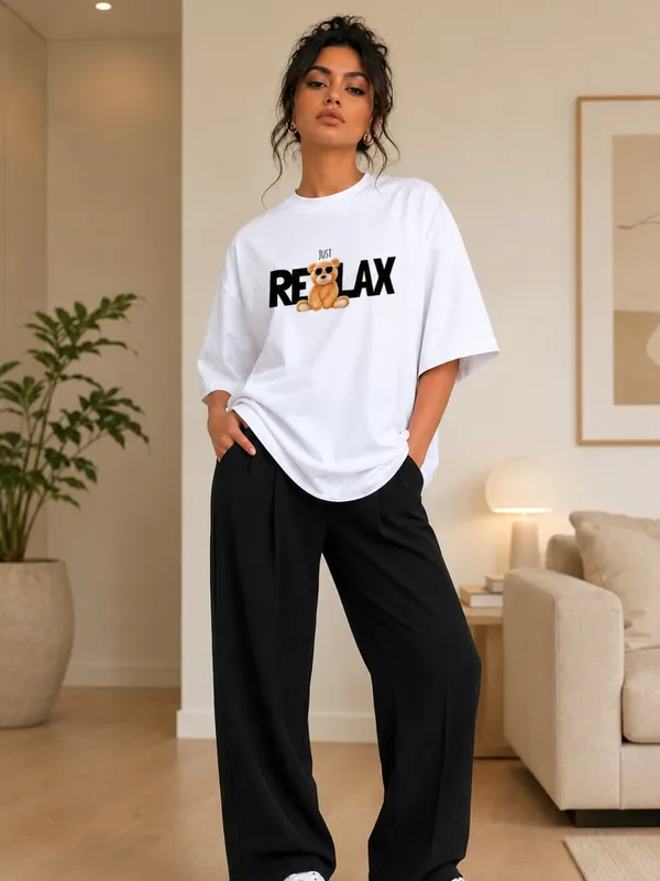 Blacksmith_White_Relax_Teddy_Oversized_Rich_Cotton_Graphic_Print_T-Shirt_for_Women_&_Girls