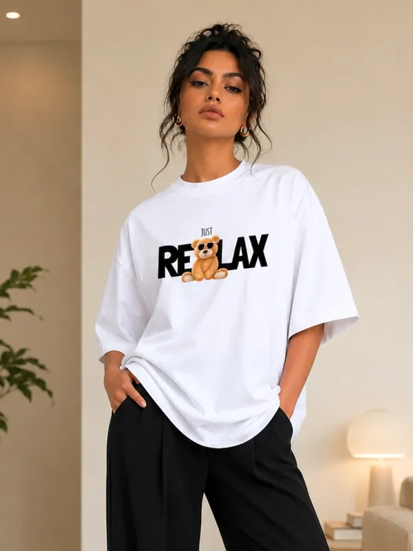 Blacksmith_White_Relax_Teddy_Oversized_Rich_Cotton_Graphic_Print_T-Shirt_for_Women_&_Girls
