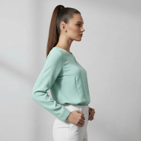 BLACKSMITH_Pale_Aqua_Keyhole_Formal_Office_Shirt_for_Women_|_Women_Stylish_Western_Tops