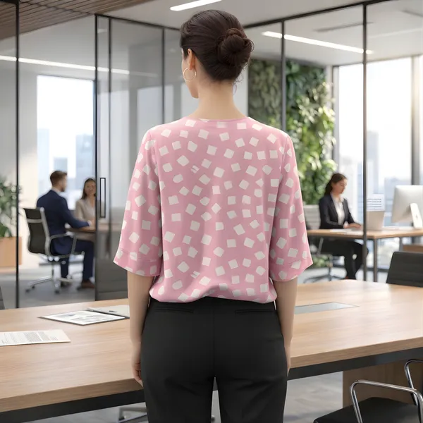 BLACKSMITH_Pink_&_Beige_Cloud_Square_Layered_V-neck_Dolman_Sleeve_Formal_Office_Shirt_for_Women_|_Women_Stylish_Western_Tops