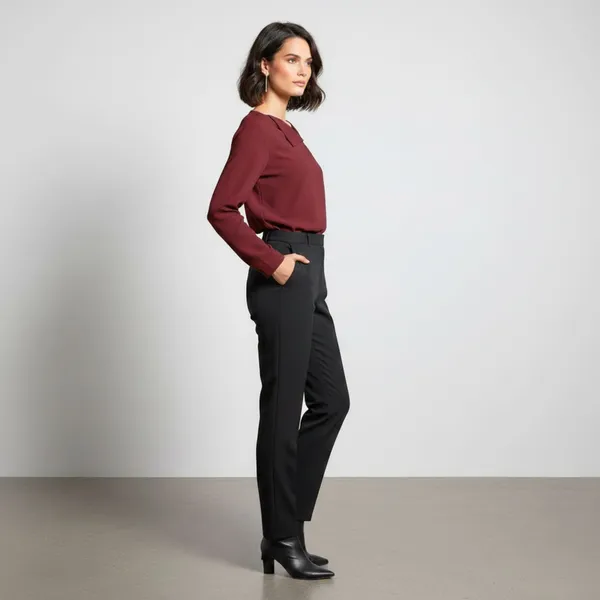 BLACKSMITH_Maroon_Asymmetrical_Formal_Office_Shirt_for_Women_|_Women_Stylish_Western_Tops