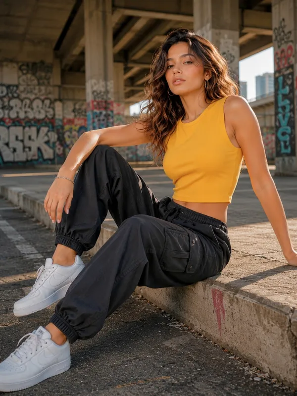 Blacksmith_Women's_&_Girls'_Yellow_Sleeveless_Knitted_Solid_Crew_Neck_Tank_Top_/_Crop_Top