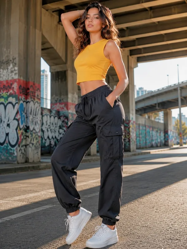 Blacksmith_Women's_&_Girls'_Yellow_Sleeveless_Knitted_Solid_Crew_Neck_Tank_Top_/_Crop_Top
