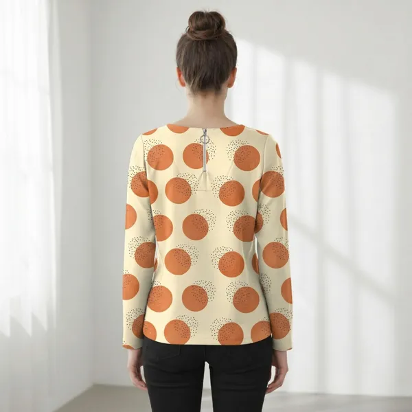BLACKSMITH_Beige_&_Orange_Lunar_Speckle_Keyhole_Neck_Formal_Office_Shirt_for_Women_|_Women_Stylish_Western_Tops