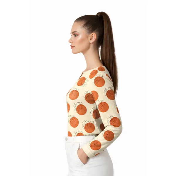 BLACKSMITH_Beige_&_Orange_Lunar_Speckle_Keyhole_Neck_Formal_Office_Shirt_for_Women_|_Women_Stylish_Western_Tops