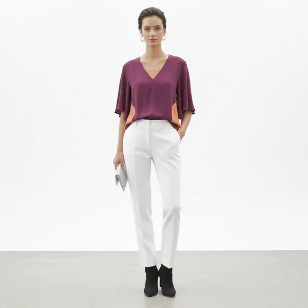 BLACKSMITH_Purple_Layered_V-Neck_Dolman_Formal_Office_Shirt_for_Women_|_Women_Stylish_Western_Tops