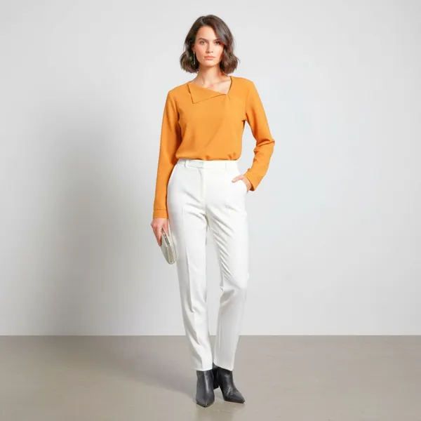 BLACKSMITH_Orange_Asymmetrical_Formal_Office_Shirt_for_Women_|_Women_Stylish_Western_Tops
