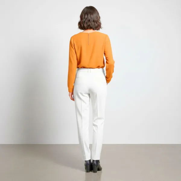 BLACKSMITH_Orange_Asymmetrical_Formal_Office_Shirt_for_Women_|_Women_Stylish_Western_Tops