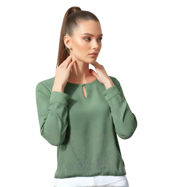 BLACKSMITH_Green_Keyhole_Neck_Formal_Office_Shirt_for_Women_|_Women_Stylish_Western_Tops