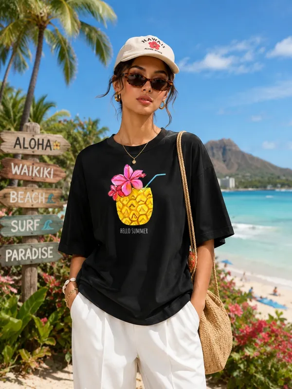 Blacksmith_Black_Hello_Summer_Oversized_Rich_Cotton_Graphic_Print_T-Shirt_for_Women_&_Girls