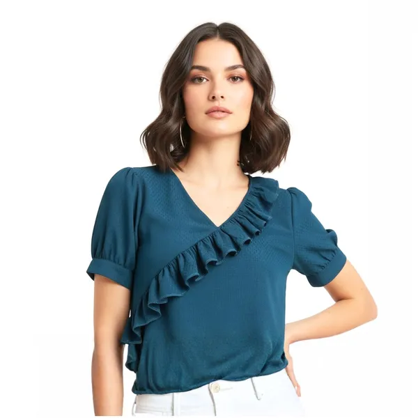 BLACKSMITH_Peacock_Ruffled_V-_Neck_Formal_Office_Shirt_for_Women_|_Women_Stylish_Western_Tops
