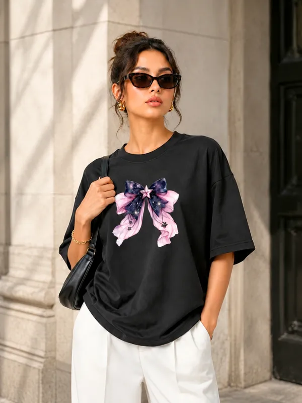 Blacksmith_Black_Stardust_Bow_Oversized_Rich_Cotton_Graphic_Print_T-Shirt_for_Women_&_Girls