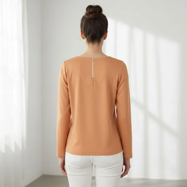 BLACKSMITH_Orange_Keyhole_Neck_Formal_Office_Shirt_for_Women_|_Women_Stylish_Western_Tops
