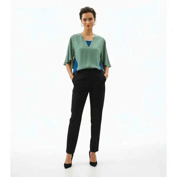BLACKSMITH_Green_Layered_V-Neck_Dolman_Formal_Office_Shirt_for_Women_|_Women_Stylish_Western_Tops