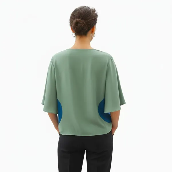 BLACKSMITH_Green_Layered_V-Neck_Dolman_Formal_Office_Shirt_for_Women_|_Women_Stylish_Western_Tops