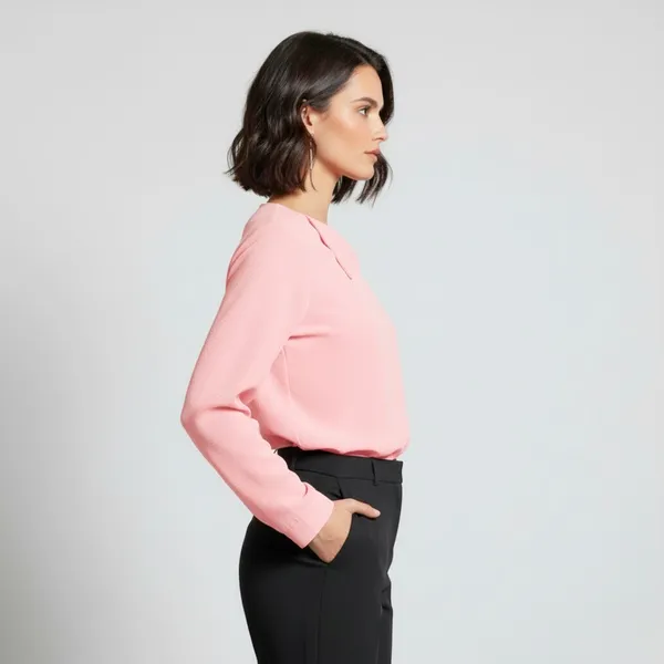 BLACKSMITH_Light_Pink_Asymmetrical_Formal_Office_Shirt_for_Women_|_Women_Stylish_Western_Tops