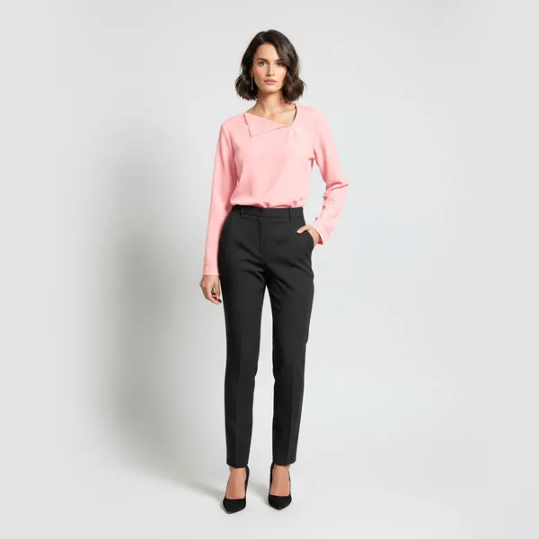 BLACKSMITH_Light_Pink_Asymmetrical_Formal_Office_Shirt_for_Women_|_Women_Stylish_Western_Tops