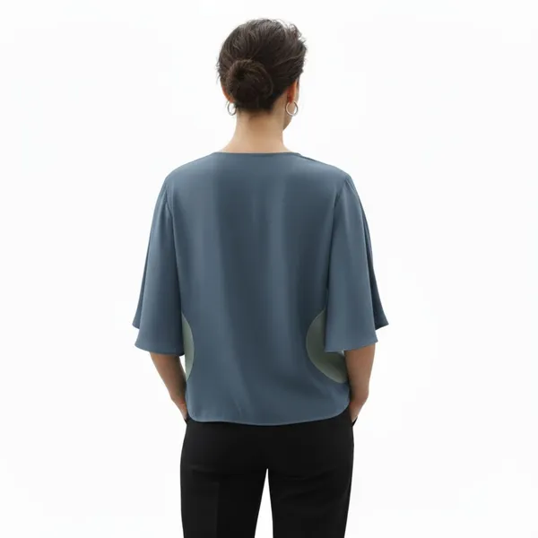 BLACKSMITH_Grey_Layered_V-Neck_Dolman_Formal_Office_Shirt_for_Women_|_Women_Stylish_Western_Tops