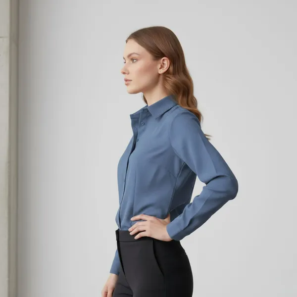 BLACKSMITH_Grey_Textured_Button_Down_Formal_Office_Shirt_for_Women_|_Women_Stylish_Western_Tops