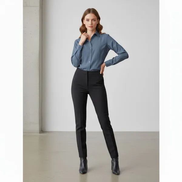 BLACKSMITH_Grey_Textured_Button_Down_Formal_Office_Shirt_for_Women_|_Women_Stylish_Western_Tops