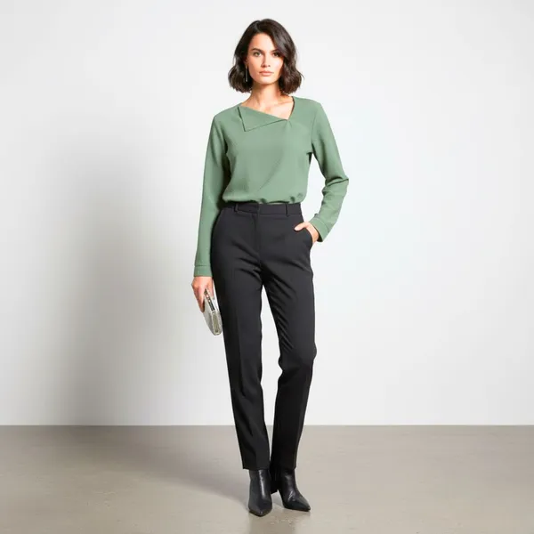 BLACKSMITH_Green_Asymmetrical_Formal_Office_Shirt_for_Women_|_Women_Stylish_Western_Tops