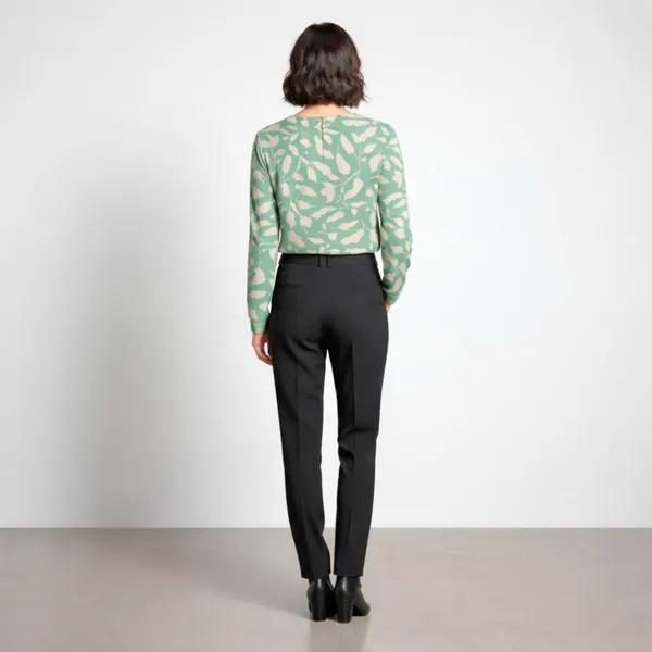 BLACKSMITH_Mint_&_Beige_Ivory_Leaf_Asymmetrical_Formal_Office_Shirt_for_Women_|_Women_Stylish_Western_Tops