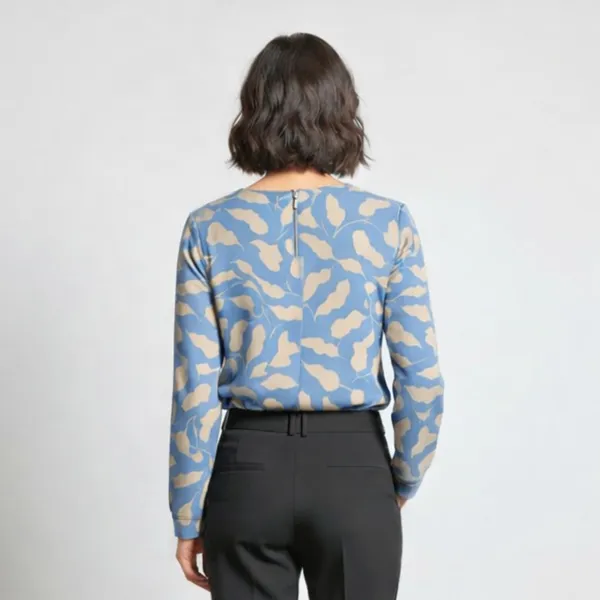 BLACKSMITH_Sky_Blue_&_Beige_Ivory_Leaf_Asymmetrical_Formal_Office_Shirt_for_Women_|_Women_Stylish_Western_Tops