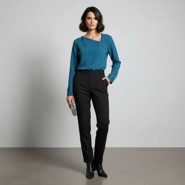 BLACKSMITH_Peacock_Asymmetrical_Formal_Office_Shirt_for_Women_|_Women_Stylish_Western_Tops