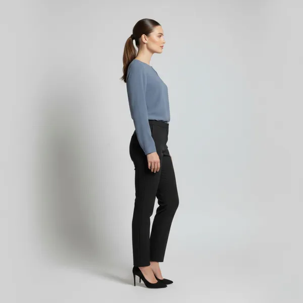 BLACKSMITH_Grey_Keyhole_Neck_Formal_Office_Shirt_for_Women_|_Women_Stylish_Western_Tops