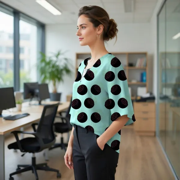 BLACKSMITH_Pale_Aqua_&_Black_Lunar_Speckle_Layerd_V-Neck_Dolman_Formal_Office_Shirt_for_Women_|_Women_Stylish_Western_Tops