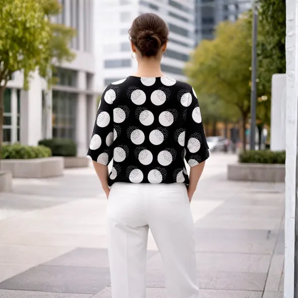 BLACKSMITH_Black_&_White_Lunar_Speckle_Lunar_Speckle_Layerd_V-Neck_Dolman_Formal_Office_Shirt_for_Women_|_Women_Stylish_Western_Tops
