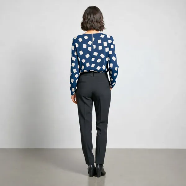 BLACKSMITH_Navy_&_Beige_Cloud_Square_Asymmetrical_Formal_Office_Shirt_for_Women_|_Women_Stylish_Western_Tops