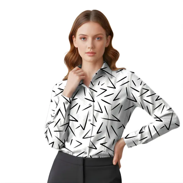 BLACKSMITH_White_Vertex_Line_Printed_Button_Down_Formal_Office_Shirt_for_Women_|_Women_Stylish_Western_Tops