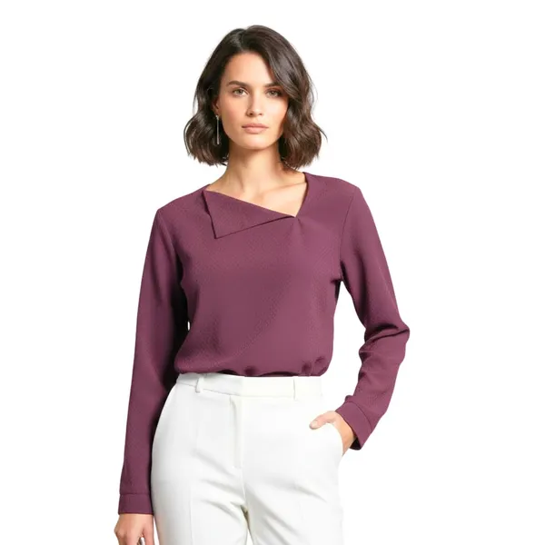 BLACKSMITH_Purple_Asymmetrical_Formal_Office_Shirt_for_Women_|_Women_Stylish_Western_Tops