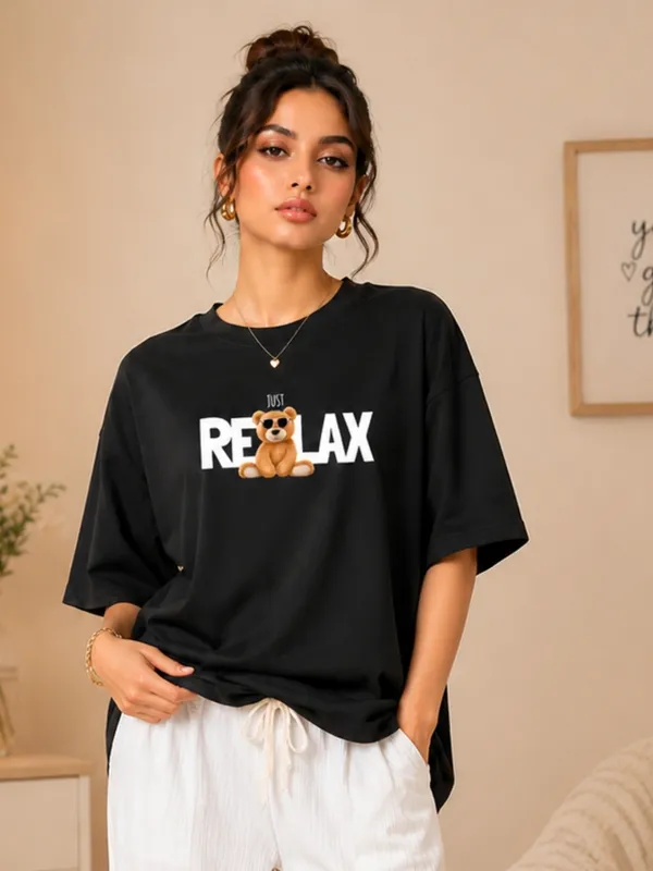 Blacksmith_Black_Relax_Teddy_Oversized_Rich_Cotton_Graphic_Print_T-Shirt_for_Women_&_Girls