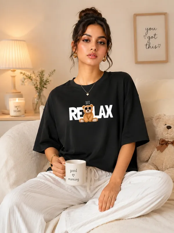 Blacksmith_Black_Relax_Teddy_Oversized_Rich_Cotton_Graphic_Print_T-Shirt_for_Women_&_Girls